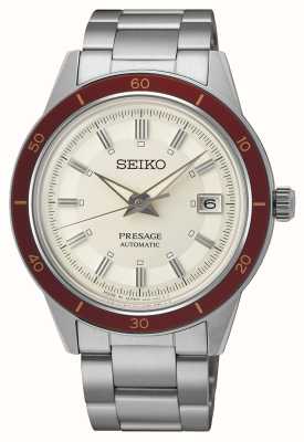 Seiko Uhr im Presage-Stil aus den 60er Jahren mit rubinroter, roter Lünette SRPH93J1