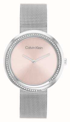 Calvin Klein Damen | rosa Zifferblatt | Mesh-Armband aus Edelstahl 25200149