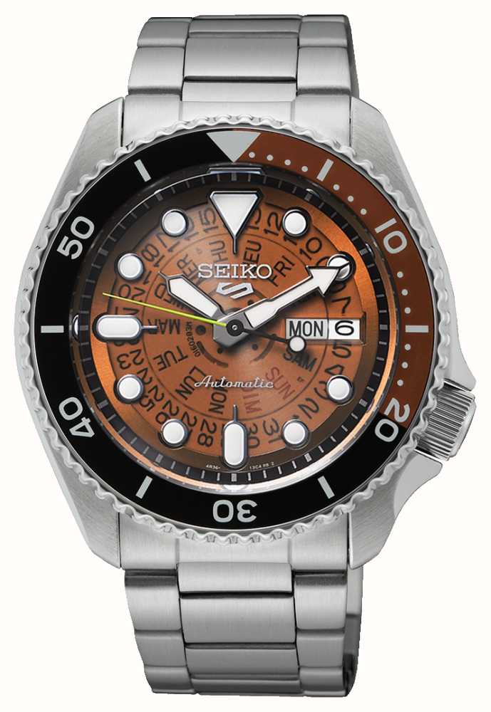 Seiko 5 Sport SRPJ47K1 Im Zifferblatt DEU Watches™ Class First Skx - Braunes Skelett-Stil