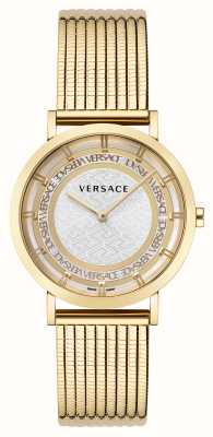 Versace Neue Generation | silbernes Zifferblatt | goldenes PVD-Mesh-Armband VE3M00522