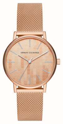Armani Exchange Damen | roségoldenes Zifferblatt | Mesh-Armband aus roségoldenem Stahl AX5584
