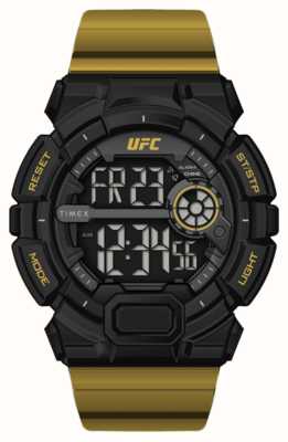 Timex x UFC Striker-Digitaluhr / goldenes Kautschukarmband TW5M53600