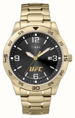 Timex x UFC Legendäres schwarzes Zifferblatt / goldfarbener PVD-Edelstahl TW2V56400