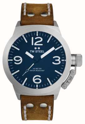 TW Steel Männerkantine | blaues Zifferblatt | braunes Lederband CS102
