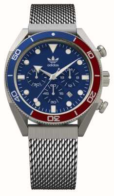 Adidas Edition zwei Chrono | blaues Zifferblatt | Armband aus Stahlgeflecht AOFH22500