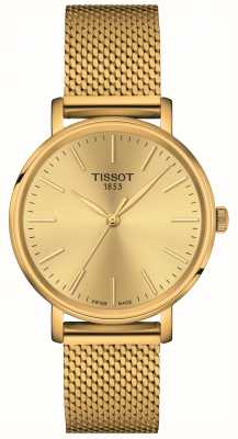 Tissot Immer Dame | goldenes Zifferblatt | goldenes Mesh-Armband aus Stahl T1432103302100