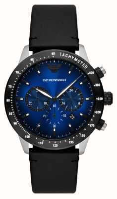 Emporio Armani Herren | blaues Chronographenzifferblatt | schwarzes Lederband AR11522
