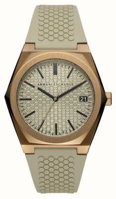 Armani Exchange Herren | beige strukturiertes Zifferblatt | beiges Silikonband AX2813