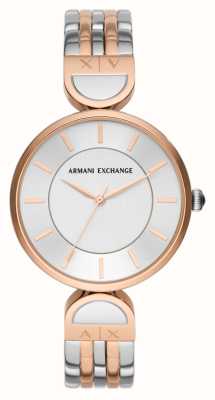 Armani Exchange Damen | silbernes Zifferblatt | zweifarbiges Edelstahlarmband AX5383