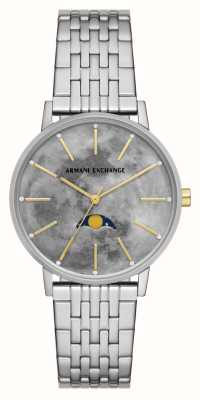 Armani Exchange Damen | graues Mondphasenzifferblatt | Edelstahlarmband AX5585