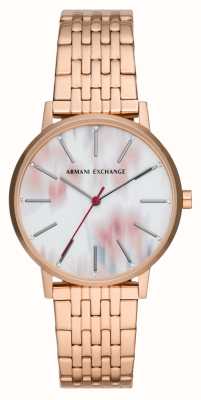 Armani Exchange Damen | rosa und weißes Zifferblatt | roségoldenes Edelstahlarmband AX5589