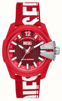 Diesel Baby-Chef | rotes und schwarzes Zifferblatt | rotes recyceltes Ozean-Kunststoffarmband DZ4619