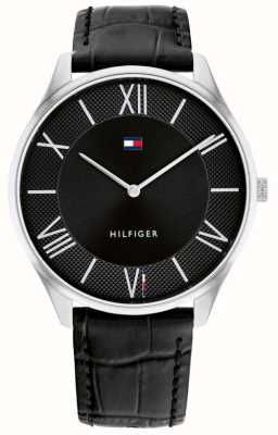 Tommy Hilfiger Herren | schwarzes Zifferblatt | schwarzes Lederband 1710516