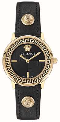 Versace V-Tribute (36 mm), schwarzes Zifferblatt / schwarzes Leder VE2P00222