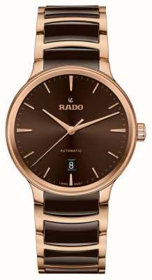 RADO Centrix-Automatik | braunes Zifferblatt | Armband aus brauner Keramik und roségoldenem Edelstahl R30017302