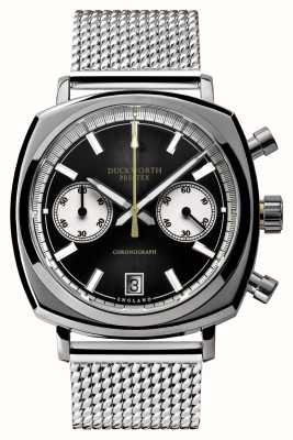 Duckworth Prestex Chronograph 42 (42 mm), schwarzes Zifferblatt mit Sonnenschliff / Edelstahlgewebe, ab Werk ausgestellt D550-01-ST EX-DISPLAY