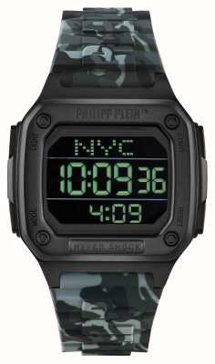 Philipp Plein Hyper $hock hyper $port / Cammo-Armband mit schwarzem Zifferblatt PWHAA1822