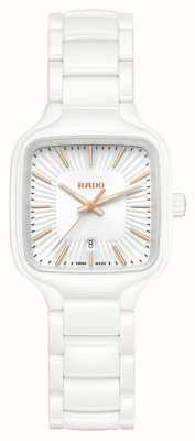 RADO Wahres Quadrat | Damen | weißes Zifferblatt | Armband aus weißer Keramik R27072012