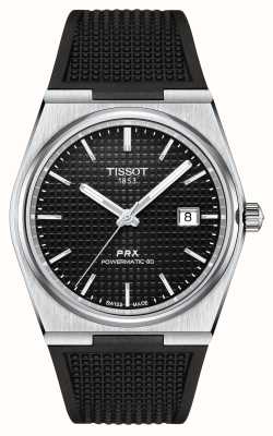 Tissot Prx Powermatic 80 (40 mm) schwarzes Zifferblatt / schwarzes Gummi T1374071705100