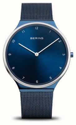 Bering Ultraflaches blaues Zifferblatt / blaues Edelstahl-Mesh-Armband 18440-397