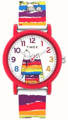 Timex Peanuts x Color Rush Snoopy Rainbow Dog House Regenbogen-Silikonarmband TW2V77700