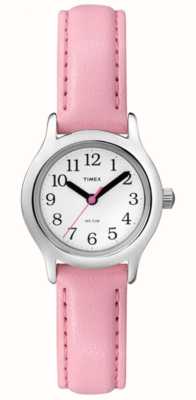 Mein erster Timex Easy Reader für Kinder, weißes Zifferblatt / rosafarbenes Kunstlederarmband T79081