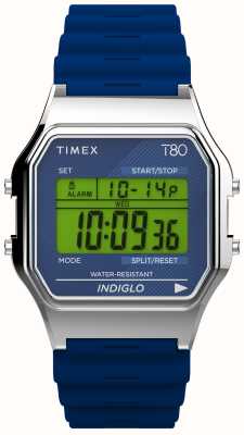 Timex 80 blaues Digitalzifferblatt / blaues Harzarmband TW2V41200