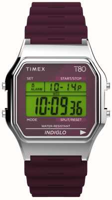 Timex 80 burgunderrote Digitalanzeige / burgunderrotes Harzarmband TW2V41300