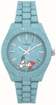 Timex Waterbury Ocean x Peanuts Snoopy-Damenarmband mit blauem Zifferblatt und #tide-blauem Armband TW2V53200