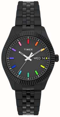 Timex Legacy Rainbow Damenarmband mit schwarzem Zifferblatt und schwarzem Edelstahlarmband TW2V61700