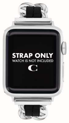 Coach Apple-Watch-Armband (38/40/41 mm), schwarze Lederkette aus Edelstahl 14700187