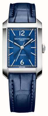 Baume & Mercier Herren-Hampton-Automatikuhr mit blauem Zifferblatt und blauem Lederarmband M0A10732