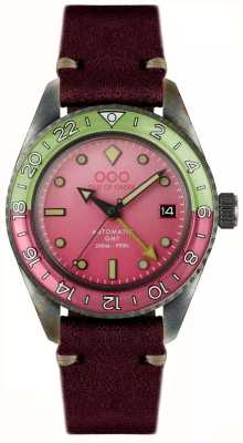 Out Of Order Cosmopolitan Automatik-GMT (40 mm), rosafarbenes Zifferblatt / korallenrotes Leder OOO.001-25.COS