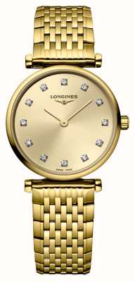 LONGINES La Grande Classique de Longines, goldenes, diamantbesetztes Zifferblatt / goldenes PVD-Armband L42092378