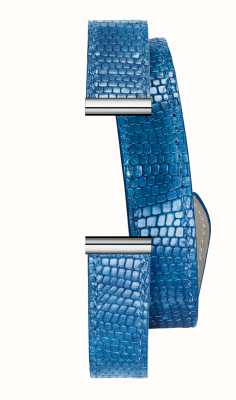Herbelin Antarès austauschbares Uhrenarmband – doppelt gewickeltes Viper-strukturiertes blaues Leder/Stahl – nur Armband BRAC17048A188