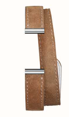 Herbelin Antarès austauschbares Uhrenarmband – doppelt gewickeltes braunes Wildleder / Edelstahl – nur Armband BRAC17048A187