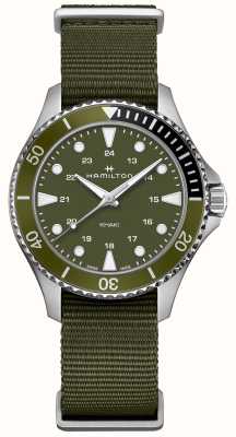 Hamilton Khaki-Marine-Tauchquarz (37 mm), grünes Zifferblatt / grünes Nato-Armband H82241961