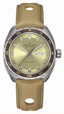 Hamilton Amerikanische klassische Pan-Europ-Day-Date-Automatikuhr (42 mm), grünes Zifferblatt / grüne und braune Armbänder H35445860