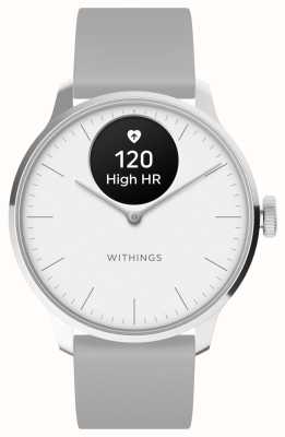 Withings Scanwatch Light – Hybrid-Smartwatch (37 mm), weißes Zifferblatt / graues Premium-Sportarmband HWA11-MODEL 3-ALL-INT