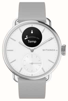 Withings Scanwatch 2 – Hybrid-Smartwatch mit EKG (38 mm), weißem Hybrid-Zifferblatt/grauem Silikon HWA10-MODEL 2-ALL-INT