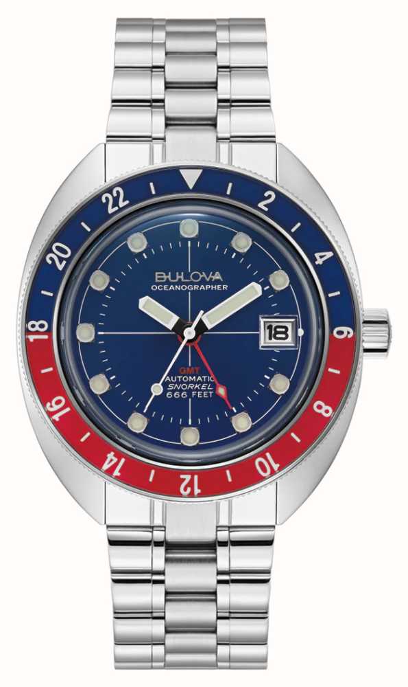 Bulova Oceanographer Automatik Devil Diver GMT (41 Mm), Blaues Zifferblatt  / 96B405 - First Class Watches™ DEU