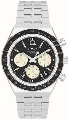 Timex Von Q Diver inspirierter Chrono (40 mm), schwarzes Zifferblatt/Edelstahlarmband TW2V42600