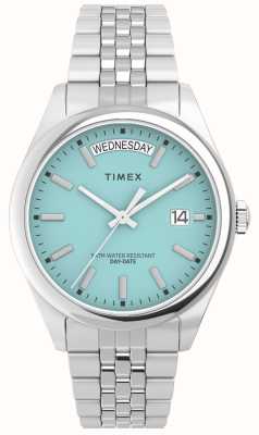 Timex Legacy-Damenuhr (36 mm) mit blauem Zifferblatt und Edelstahlarmband TW2V68400