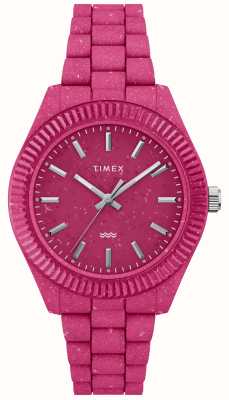 Timex Damen-Armbanduhr Legacy Ocean (37 mm) mit rosafarbenem Zifferblatt und rosafarbenem Armband aus #tide Ocean-Material TW2V77200