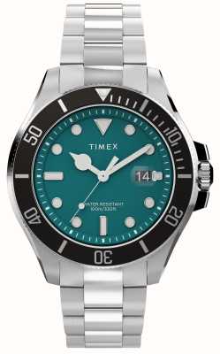 Timex Harbourside Coast (43 mm), grünes Zifferblatt/Edelstahlarmband TW2V91900