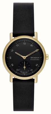Skagen Damenuhr „Kuppel Lille“ (32 mm), schwarzes Zifferblatt / schwarzes Lederarmband SKW3114