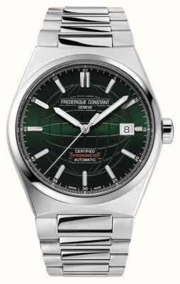 Frederique Constant Herren-Highlife-Automatik-Cosc-Armbanduhr (39 mm) mit grünem Zifferblatt und Edelstahlarmband FC-303G3NH6B