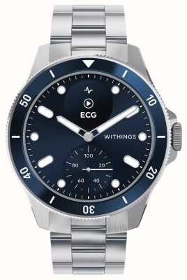Withings Scanwatch Nova – klinisch validierte Hybrid-Smartwatch (42 mm), blaues Hybrid-Zifferblatt/Edelstahl HWA10-MODEL 7-ALL-INT