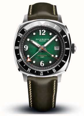 Duckworth Prestex Rivington GMT (42 mm), grünes Zifferblatt / grünes Lederarmband D489-04-E
