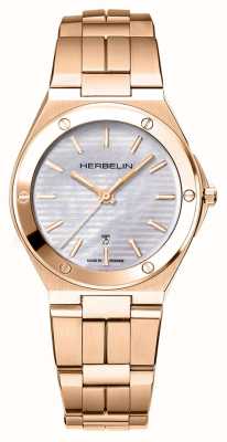 Herbelin Damen-Cap-Camarat-Armband (33 mm) mit Perlmuttzifferblatt und roségoldenem PVD-Edelstahlarmband 14545BPR19